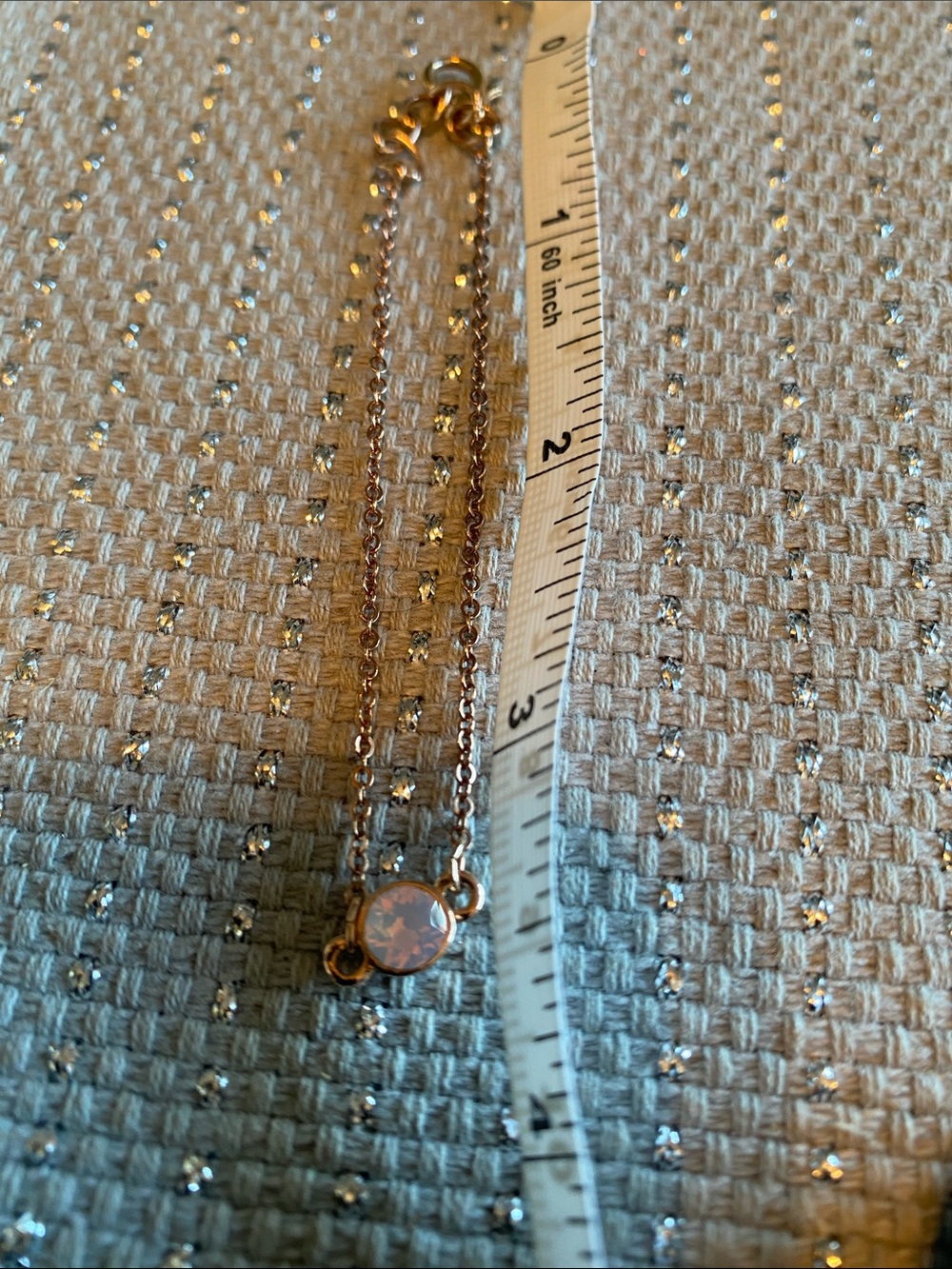 Rose Gold Opalescent Station Necklace - Minimal Everyday Pendant